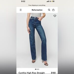 Reformation Straight Jeans - Size 29